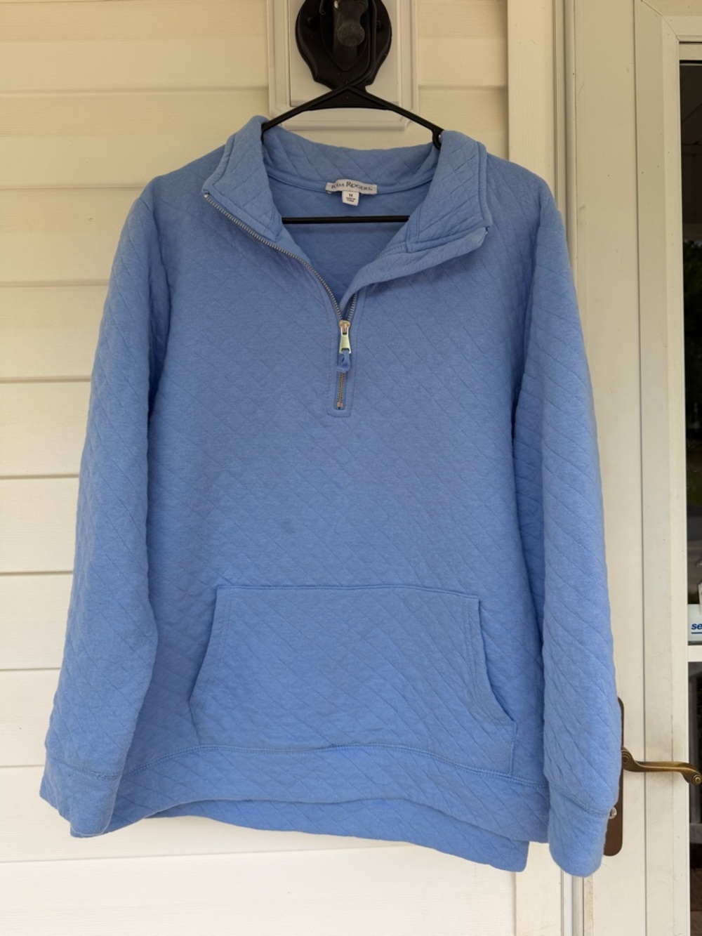 Kim Rogers Light Blue Quilted Half-Zip Pullover Hoodie